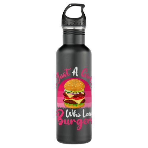 Vintage Burger Fast Food Lover Just A Girl Who Lov Stainless Steel Water Bottle