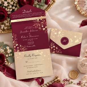 Vintage Burgundy All-in-One Invitation