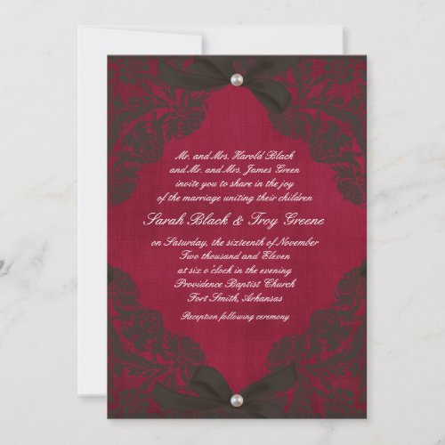 Vintage Burgundy and Black Lace Custom Invitations