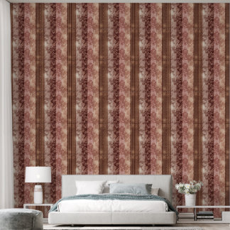 Vintage Burgundy and Brown Damask Stripe Wallpaper