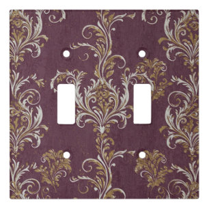 Vintage Burgundy and Gold Damask Light Switch Cover