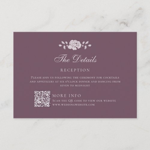 Vintage Burgundy Botanical Wedding Details Enclosure Card