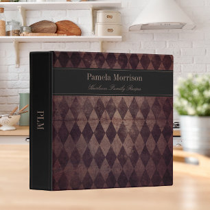 Vintage Burgundy Damask Family Recipes 3 Ring Binder
