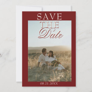 Vintage Burgundy Deep Red Photo Old Money Wedding Save The Date