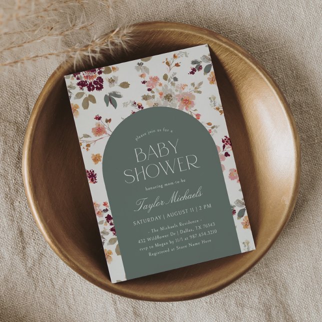 Vintage Burgundy Floral Baby Shower Invitation (Creator Uploaded)