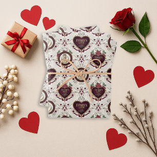 Vintage Burgundy Floral Father Daughter Portrait P Wrapping Paper Sheets
