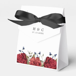 Vintage Burgundy Navy Floral Wedding Favor Boxes