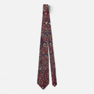 Vintage Burgundy Paisley Floral Neck Tie