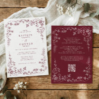 Vintage Burgundy Red French Floral Wedding