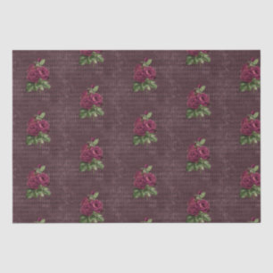 Vintage Burgundy Rose on Harlequin Tissue Paper