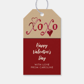 Vintage Burgundy Taupe Valentine's Day XXOO Gift Tags