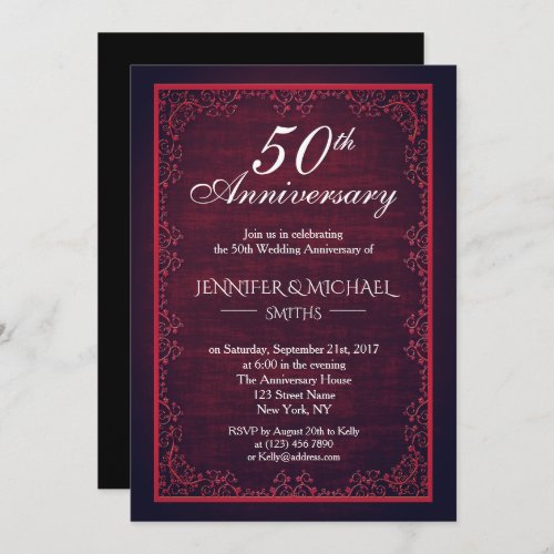 Vintage Burgundy Wedding Anniversary Invite