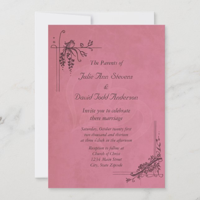 Vintage Burgundy Wedding Invitation (Front)
