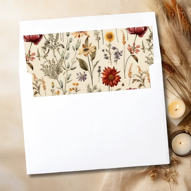 Vintage Burgundy Wildflower Rustic Envelope Liner (Creator Uploaded)
