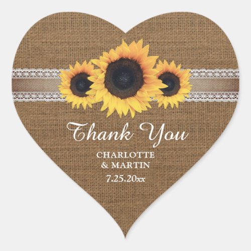 Vintage Burlap and Lace Sunflower Stickers