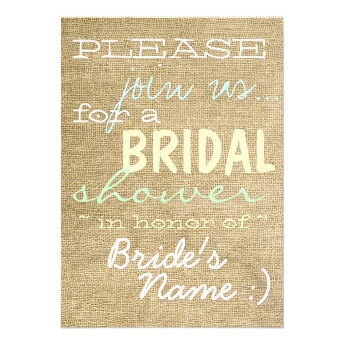 Vintage Burlap Country Bridal Shower Invitation )