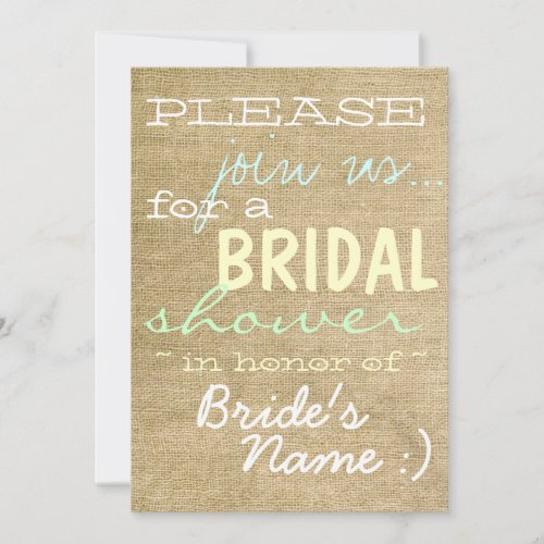 Vintage Burlap Country Bridal Shower Invitation :)