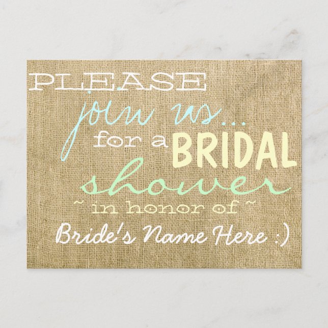 Vintage Burlap Country Bridal Shower Invitation (Front)