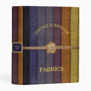 Vintage Burlap Fabric Swatch Scrapbook Mini Binder