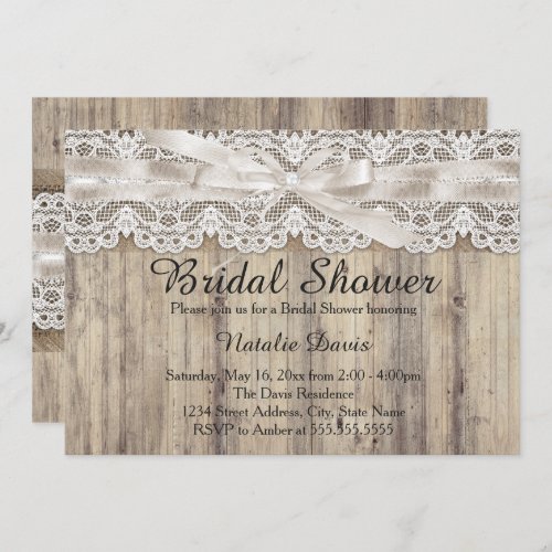 Vintage Burlap  Lace Bridal Shower Invite