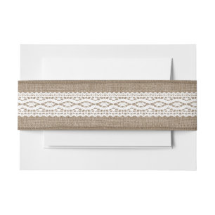 Vintage Burlap & Lace Invitation Belly Band