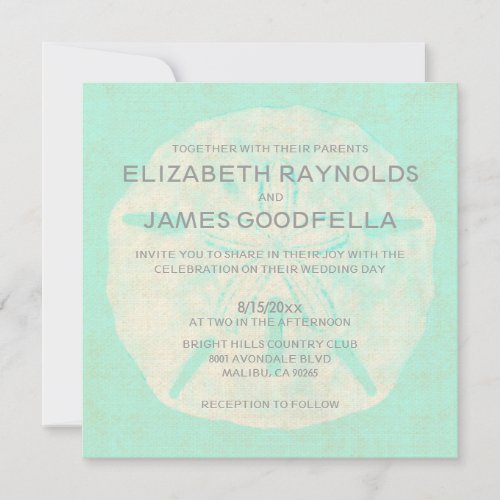 Vintage Burlap Sand Dollar Wedding Invitations