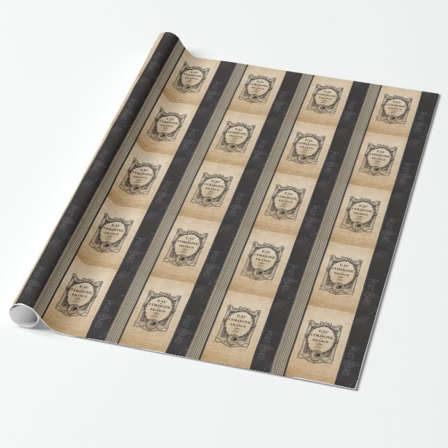 Vintage Burlap Stylish French Paris Cologne Wrapping Paper (Unrolled)