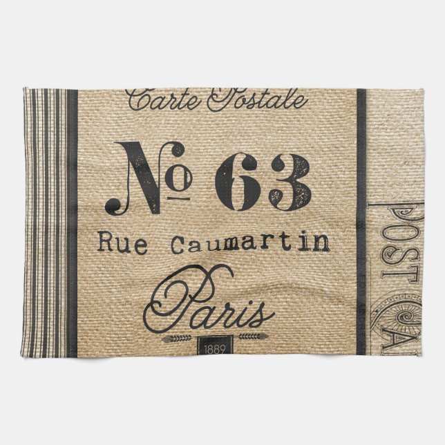 Vintage Burlap Stylish French Paris Towel (Horizontal)