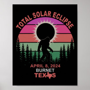 Vintage Burnet Texas Total Solar Eclipse 2024 Poster