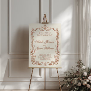 Vintage Burnt Orang Old Money Wedding Welcome Sign