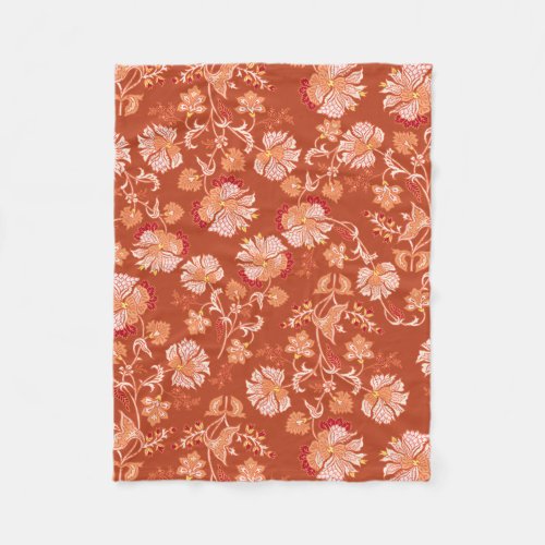 Vintage burnt orange floral fleece blanket