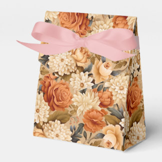 Vintage burnt orange tan beige flowers favor boxes