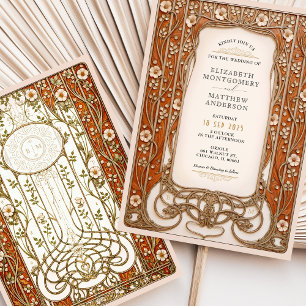 Vintage Burnt Orange Wedding Invitation