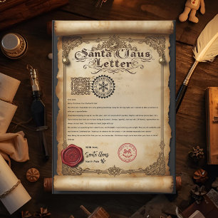 Vintage Burnt Parchment Santa Claus Letter Invitation