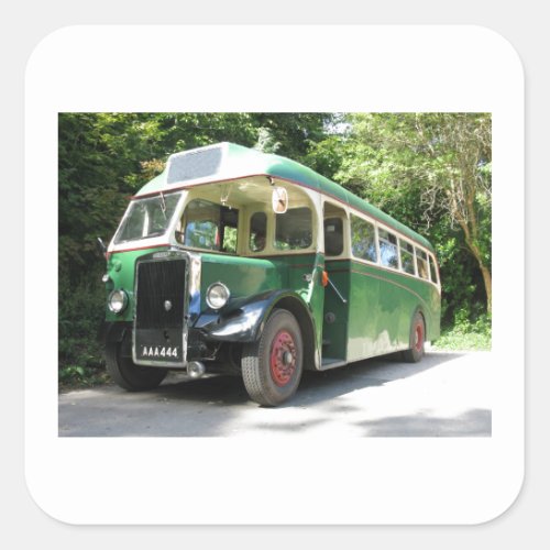 Vintage bus 1940 transport  nostalgia image square sticker