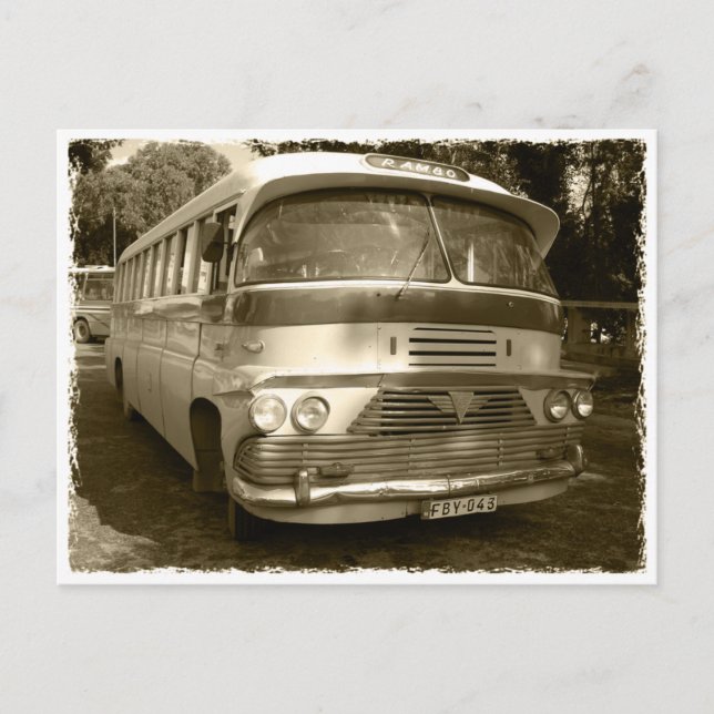 Vintage Bus at Malta Postcard (Front)