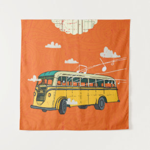 Vintage Bus: Clouds Texture Backdrop