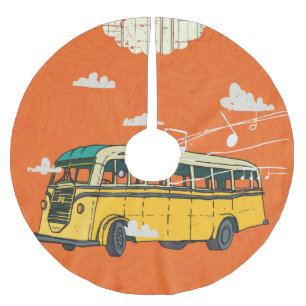 Vintage Bus: Clouds Texture Backdrop Brushed Polyester Tree Skirt