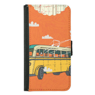 Vintage Bus: Clouds Texture Backdrop Samsung Galaxy S5 Wallet Case