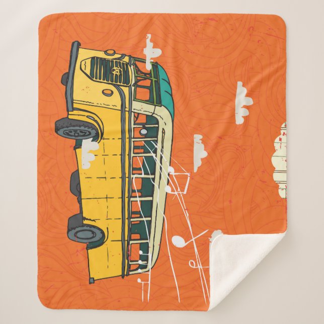 Vintage Bus: Clouds Texture Backdrop Sherpa Blanket (Front)