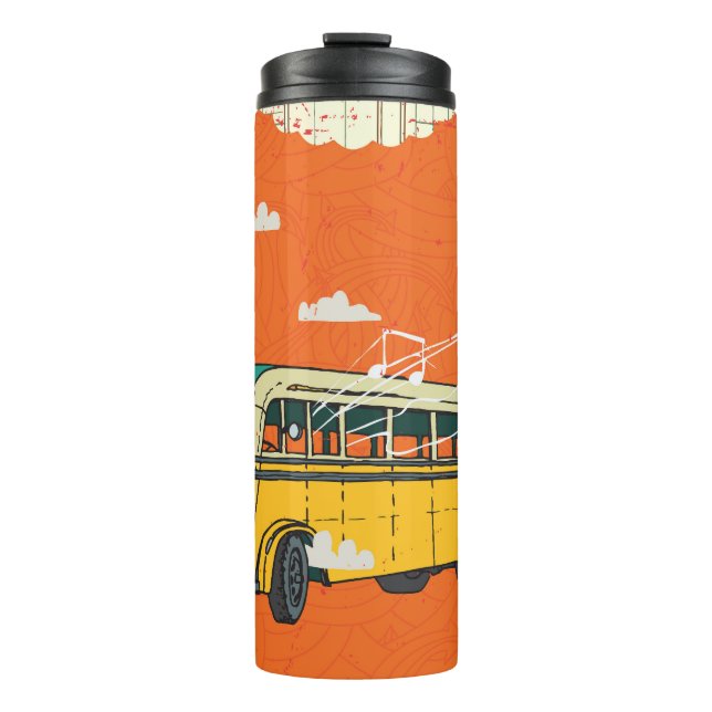Vintage Bus: Clouds Texture Backdrop Thermal Tumbler (Front)