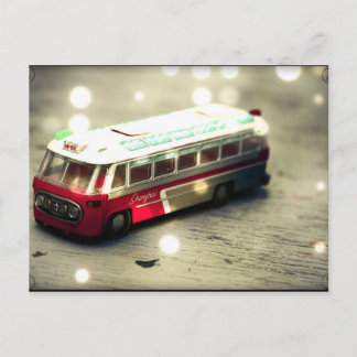 Vintage bus toy postcard