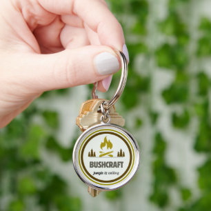 Vintage Bushcraft Campfire Emblem Art Keychain