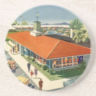 Vintage Business, 50s Family Restaurant Diner Sandstone Coaster