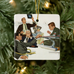 Vintage Business, Airline Executives Meeting Ceramic Ornament