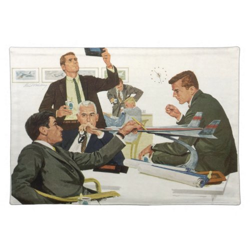 Vintage Business Airline Executives Meeting Cloth Placemat