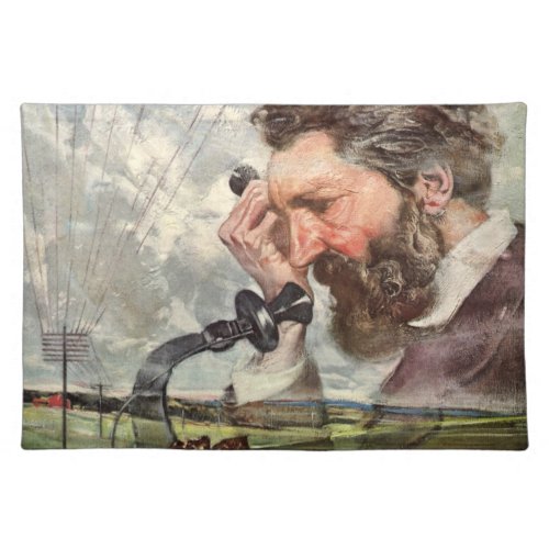 Vintage Business Alexander Graham Bell Telephone Cloth Placemat