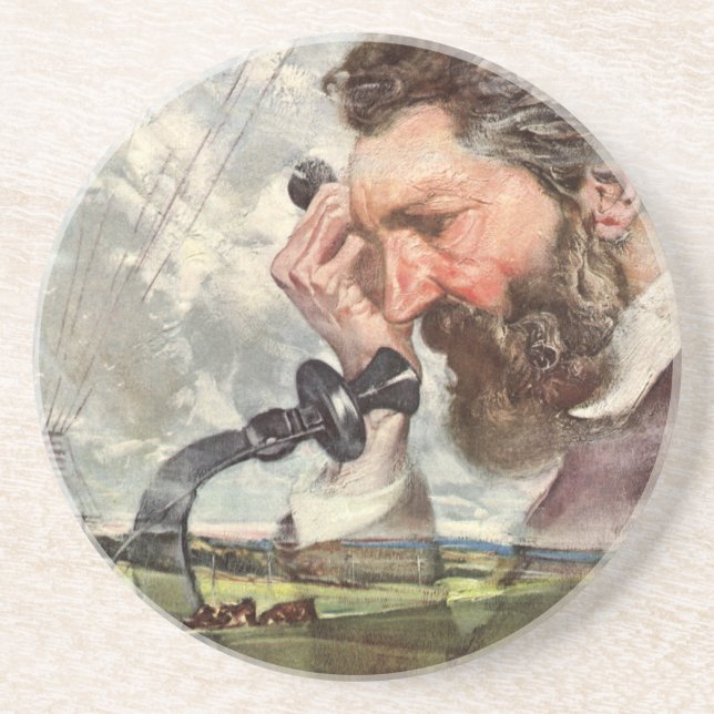 Vintage Business, Alexander Graham Bell Telephone Coaster (Front)