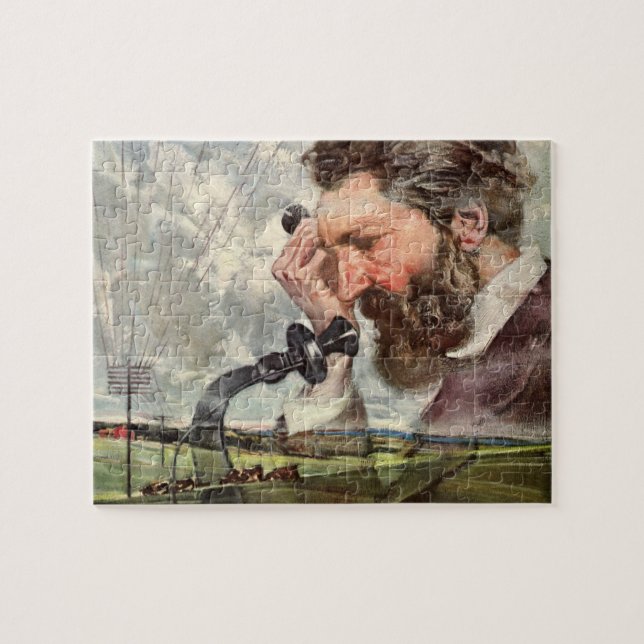 Vintage Business, Alexander Graham Bell Telephone Jigsaw Puzzle (Horizontal)