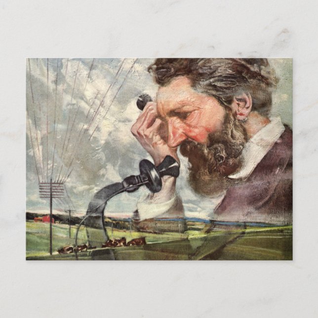 Vintage Business, Alexander Graham Bell Telephone Postcard (Front)
